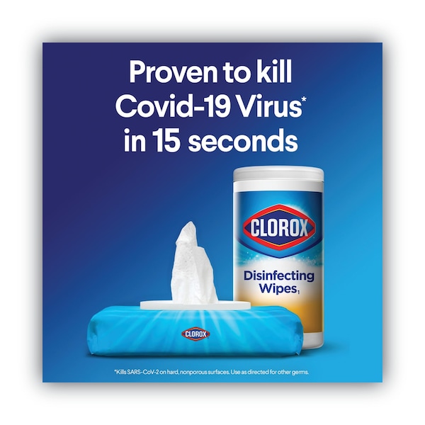 Clorox Disinfecting Wipes, 7 x 8, Fresh Scent/Citrus Blend, 75/Canister, PK3 - 30208PK