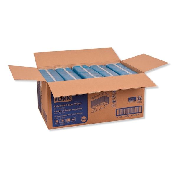 Tork Industrial Paper Wiper, 4-Ply, 12.8 x 16.4, Unscented, Blue, 90 Wipes, 5PK - 440278