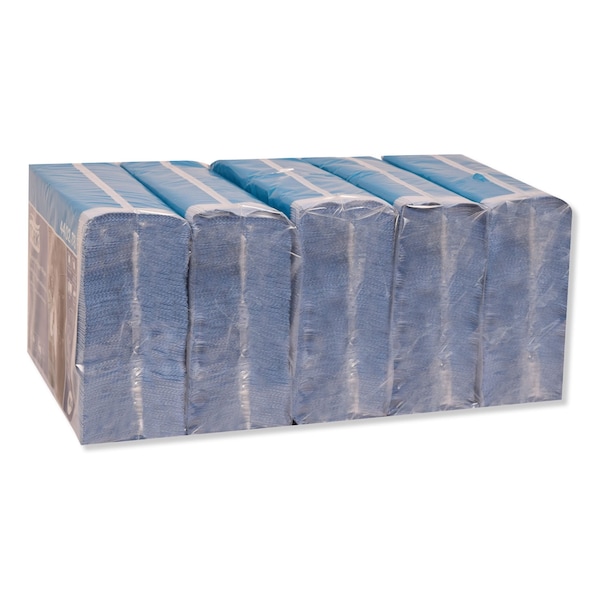 Tork Industrial Paper Wiper, 4-Ply, 12.8 x 16.4, Unscented, Blue, 90 Wipes, 5PK - 440278