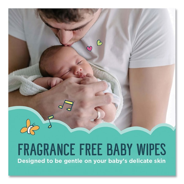 Seventh Generation Free and Clear Baby Wipes, 7 x 7, Unscented, White, PK64 - 34208