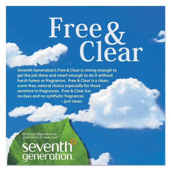 Seventh Generation Free and Clear Baby Wipes, 7 x 7, Unscented, White, PK64 - 34208