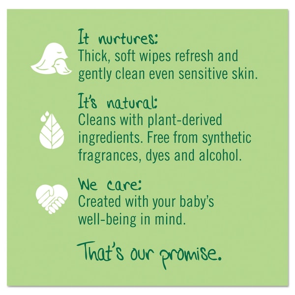Seventh Generation Free and Clear Baby Wipes, 7 x 7, Unscented, White, PK64 - 34208