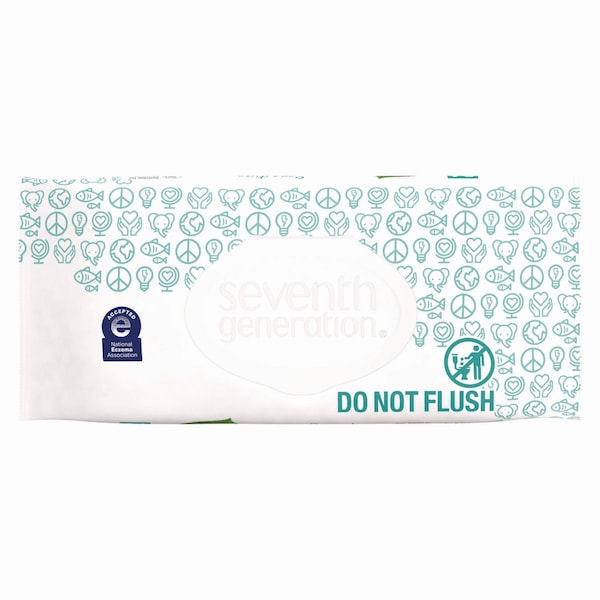 Seventh Generation Free and Clear Baby Wipes, 7 x 7, Unscented, White, PK64 - 34208