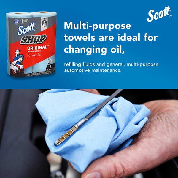Scott Scott Shop Towels Original (75040), Blue, (55 Towels/Roll, 24 Rolls/Case, 1,320 Towels/Case) - 75040