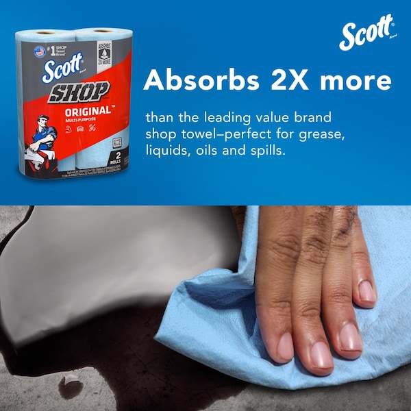 Scott Scott Shop Towels Original (75040), Blue, (55 Towels/Roll, 24 Rolls/Case, 1,320 Towels/Case) - 75040