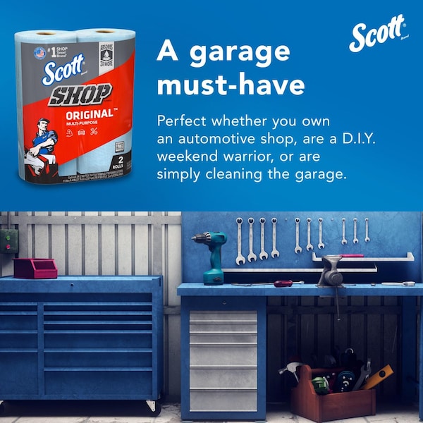Scott Scott Shop Towels Original (75040), Blue, (55 Towels/Roll, 24 Rolls/Case, 1,320 Towels/Case) - 75040