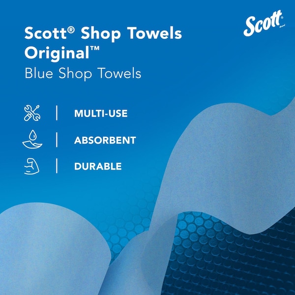 Scott Scott Shop Towels Original (75040), Blue, (55 Towels/Roll, 24 Rolls/Case, 1,320 Towels/Case) - 75040