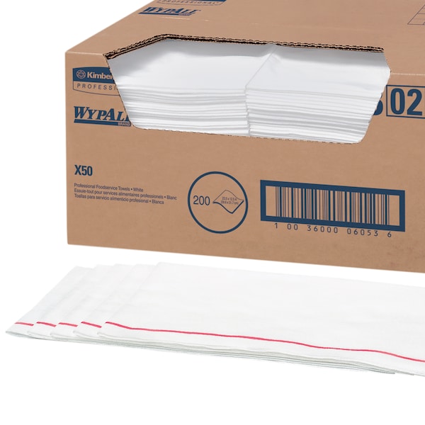 Kimberly-Clark Professional WypAll Critical Clean Foodservice Cloths (06053), Quarterfold, White, 1 Box, 200 Sheets - 06053