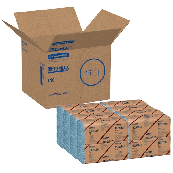 Kimberly-Clark Professional L10 Disposable Towels, Windshield Wipe, 2-Ply, Blue, 140 Wipes x 16 Packs, 2,400 Wipes/Case - 05120