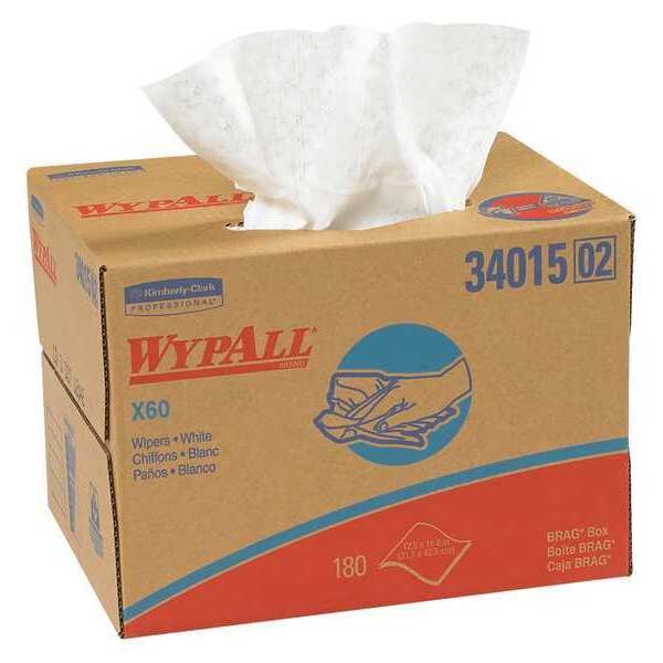 Wypall WypALL X60 Industrial Wipers Dispenser Box, White, 180/Case - KW104