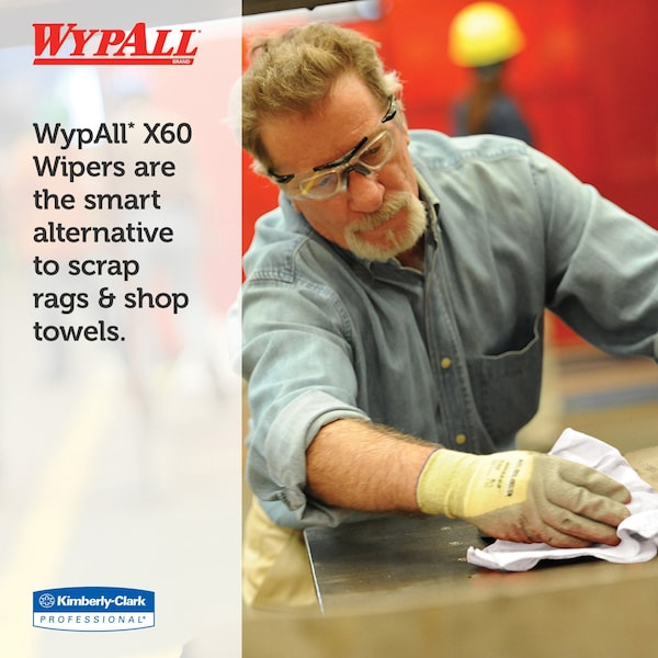 Wypall WypALL X60 Industrial Wipers Dispenser Box, White, 180/Case - KW104