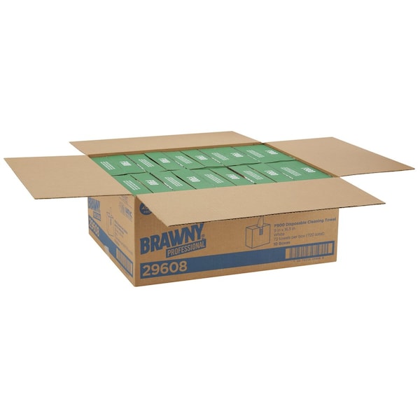 Georgia-Pacific Dry Wipe, F900, Dispenser Box, Flax, 9 in x 16 1/2 in, 72 Sheets, 10 Pack - 29608