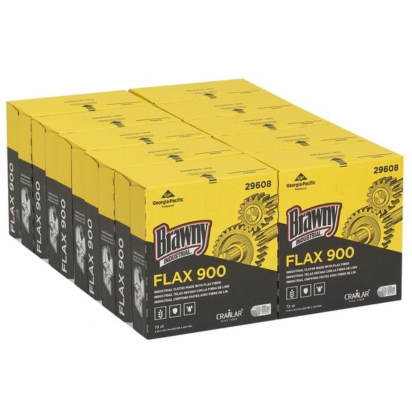 Georgia-Pacific Dry Wipe, F900, Dispenser Box, Flax, 9 in x 16 1/2 in, 72 Sheets, 10 Pack - 29608