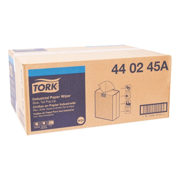 Tork Tork Industrial Paper Wiper Blue W24, Pop-up Box, 10 x 90 Sheets, 440245A - 440245A