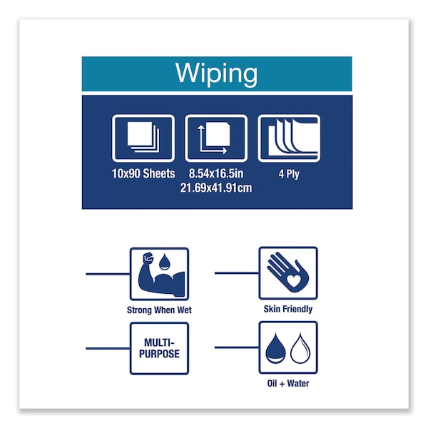Tork Tork Industrial Paper Wiper Blue W24, Pop-up Box, 10 x 90 Sheets, 440245A - 440245A