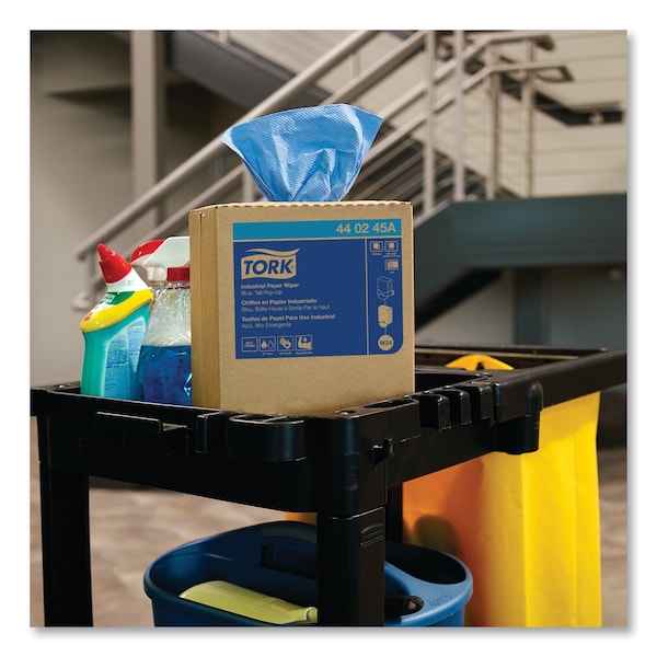 Tork Tork Industrial Paper Wiper Blue W24, Pop-up Box, 10 x 90 Sheets, 440245A - 440245A