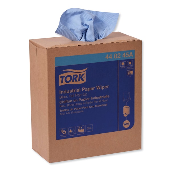 Tork Tork Industrial Paper Wiper Blue W24, Pop-up Box, 10 x 90 Sheets, 440245A - 440245A