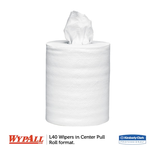 Wypall WypAll Power Clean L40 Extra Absorbent Towels (05796), Limited Use, White, 2 Center-Pull Rolls/Case - KCC 05796