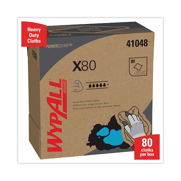Wypall X80 Cloths, HYDROKNIT, POP-UP Box, 9 1/10 x 16 4/5, White, PK400 - 41048