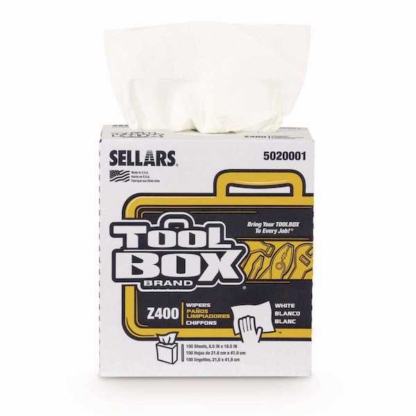 Toolbox Z400 Interfold Pop-Up Wipers, 1-Ply, 8.5 x 16.5, White, 12PK - 660708502000