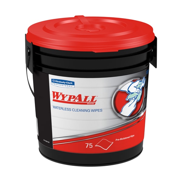 Wypall Kimberly Clark WypALL Waterless Cleaning Wipes, 9.5" x 12", White, 75/Container, 6 Containers/Case - KW146