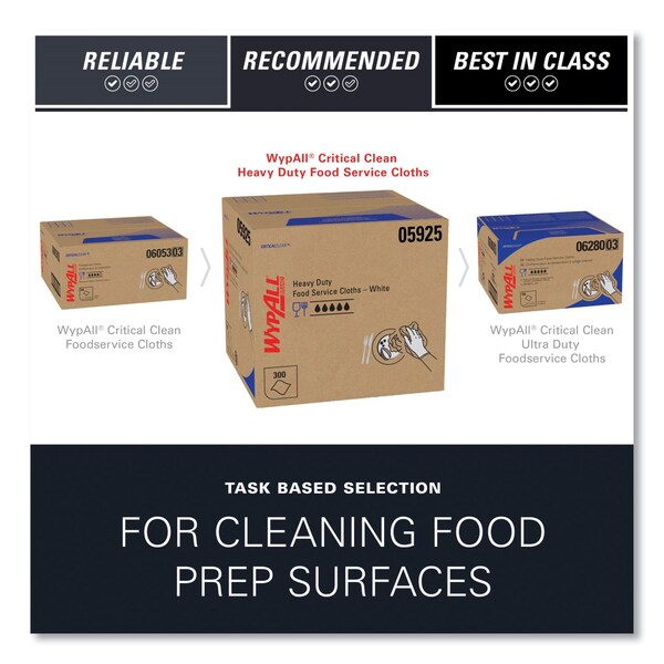 Wypall X70 Wipers, Kimfresh Antimicrobial, 12 1/2 x 23 1/2, White, PK300 - 5925