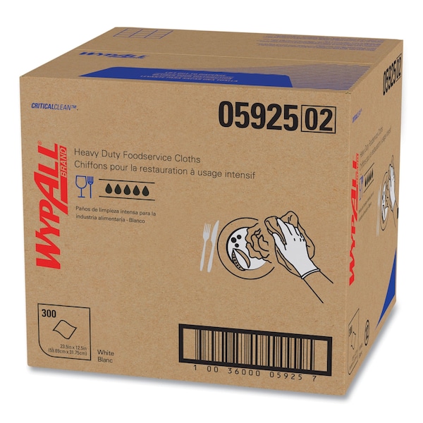 Wypall X70 Wipers, Kimfresh Antimicrobial, 12 1/2 x 23 1/2, White, PK300 - 5925