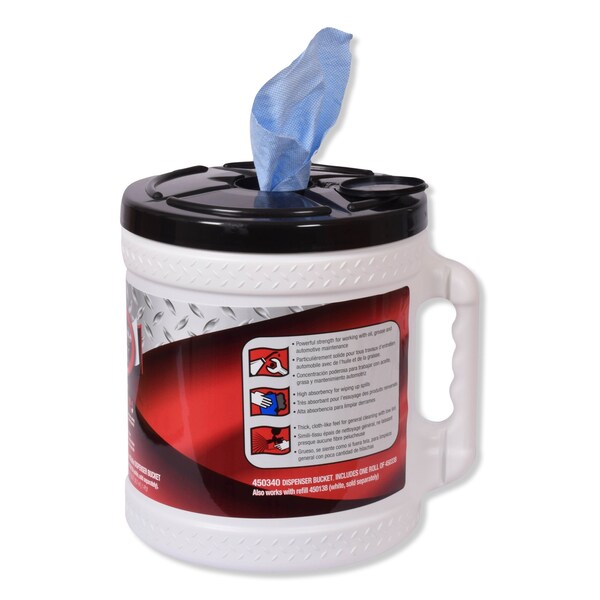 Tork Tork ShopMax Heavy Duty Centerfeed Dry Wipe Bucket Blue W22, High Absorbency, 2 x 200 Wipes, 450340 - 450340