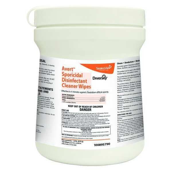 Avert Disinfecting Wipes, Canister, 6"x7", PK12 - 100895790