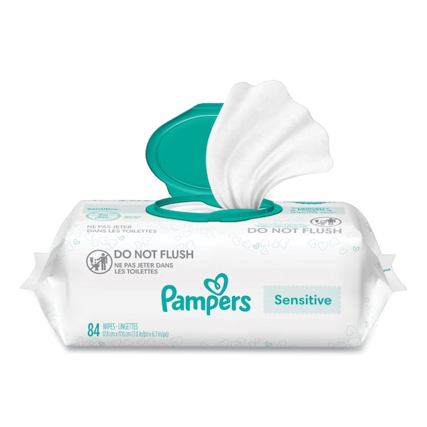 Pampers Sensitive Baby Wipes, 1-Ply, 6.7 x 7, Unscented, White, 84/Pack, 7PK - 80715533