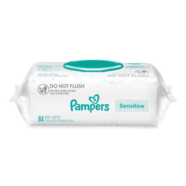 Pampers Sensitive Baby Wipes, 1-Ply, 6.7 x 7, Unscented, White, 84/Pack, 7PK - 80715533