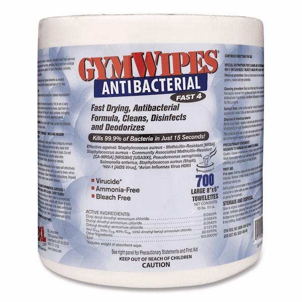 2Xl Antibacterial Gym Wipes Refill, 6 x 8, 700 Wipes, PK4 - TXL L101