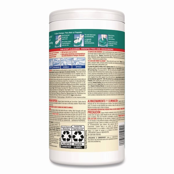 Clorox Disinfecting Wipes, 7 x 8, Fresh Scent, 75/Canister, 6PK - 15949