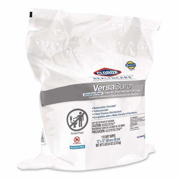 Clorox Cleaner Disinfectant Wipes, 1-Ply, 12" x 12", White, 110/Pouch, PK2 - 31761