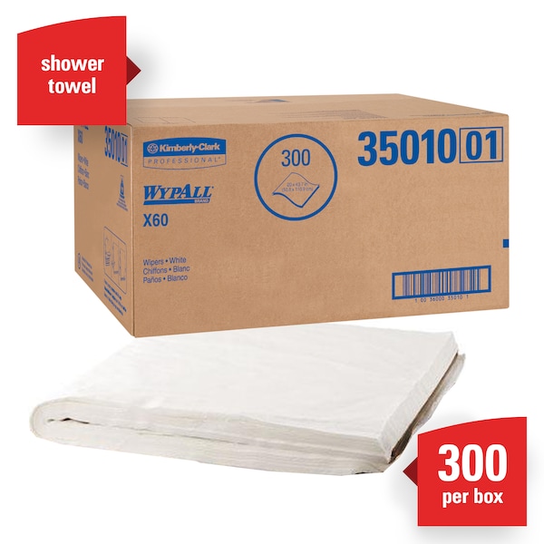 Kimberly-Clark Professional WypAll General Clean X60 Multi-Task Cleaning Cloths (35010), Shower Towels Hydroknit, 20' x 43.7" - 35010