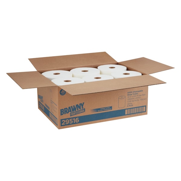 Georgia-Pacific Shop Towel Roll Airlaid 10" x 220 ft., White, 6PK - 29516