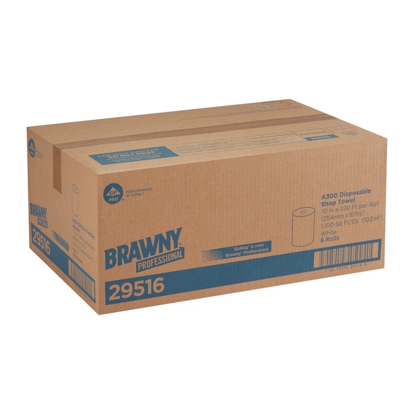 Georgia-Pacific Shop Towel Roll Airlaid 10" x 220 ft., White, 6PK - 29516