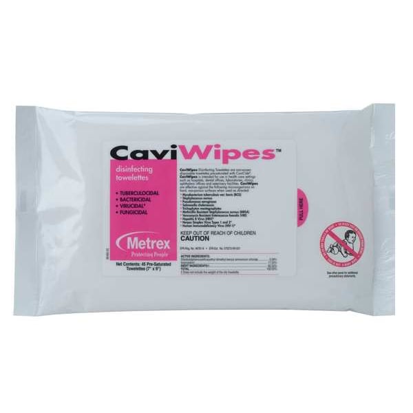 Metrex Disinfecting Wipes, 7 x 9", 45 Wipes - 13-1224