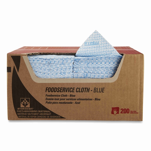 Wypall WypAll Critical Clean Foodservice Cloths (51636), Quarterfold, Blue Cloths, 1 Box, 200 Sheets - 51636