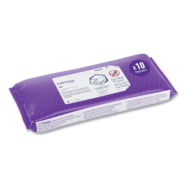 Kimtech W4 PreSat Alcohol Wipers, 70% IPA, 9 x 11, White, 40/Pack, PK10 - 6070