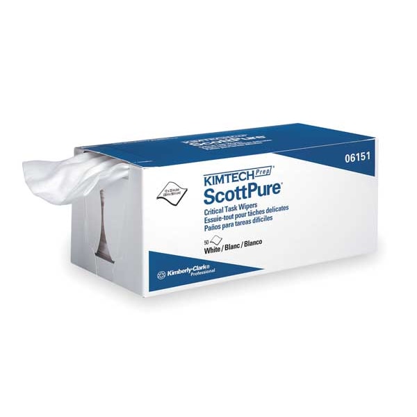 Kimberly-Clark Professional Kimtech Prep ScottPure Critical Task Wipers, White, 12 in x 23 in, 50 sheets per pack - 06151
