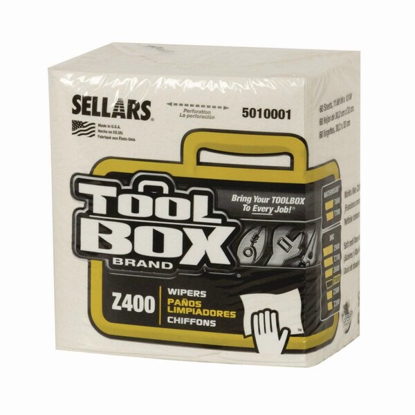 Toolbox Z400 Quarterfold Wipers, 1-Ply, 11.87 x 13, White, 12PK - 660708501003