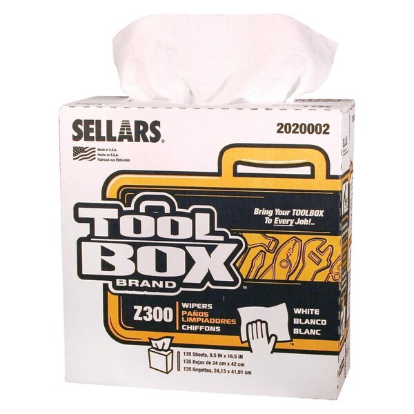 Toolbox Z300 Pop-Up Wipers, 1-Ply, 8.5 x 16.5, White, 8PK - 6607082042009