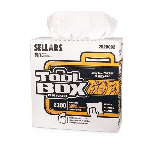 Toolbox Z300 Pop-Up Wipers, 1-Ply, 8.5 x 16.5, White, 8PK - 6607082042009