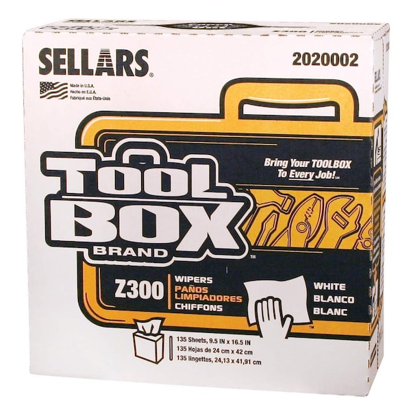 Toolbox Z300 Pop-Up Wipers, 1-Ply, 8.5 x 16.5, White, 8PK - 6607082042009