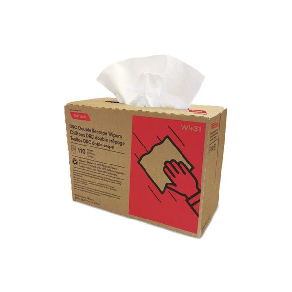 Cascades Tissue Group Cascades, Tuff-Job Double Recrepe Wipers, 9 1/4 X 12 1/2, White, 12PK - W431