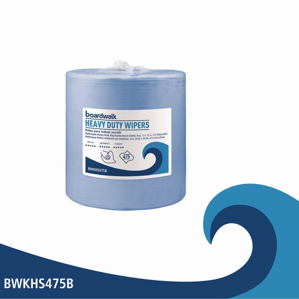 Boardwalk Hydrospun Wipers, 12 x 12, Blue, 475 Wipers - HS475B