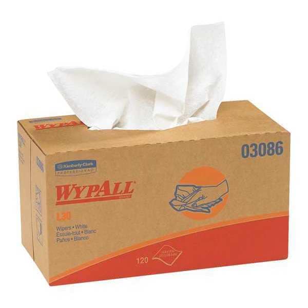 Wypall WypALL L30 Economy Wipers Dispenser Box, White, 1200/Case - KW109