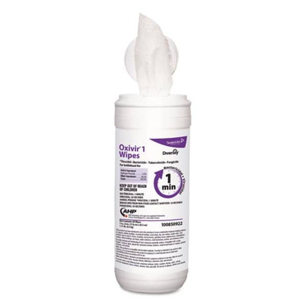 Johnson Diversey DVO 7 x 8 in. Oxivir 1 Wipes - 60 Canister - 12 per Case - 100850922