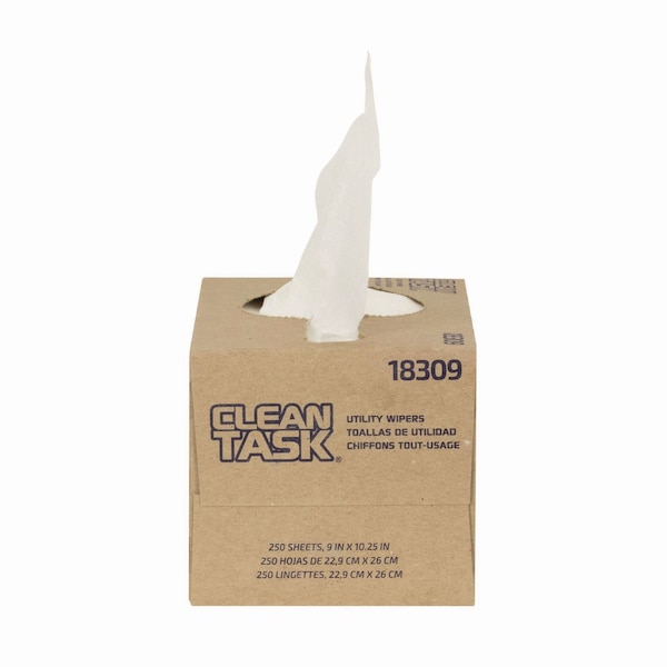 Sellars Clean Task Utility Wipers, 1-Ply, 9 x 10.25, White, 250 Sheets/Box, 24PK - 18309